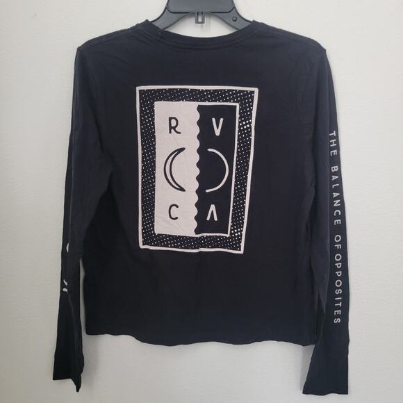 RVCA Longsleeve Sz Medium Black Graphic‎ Moon Shirt Casual Surfer Skater Beachy - Picture 2 of 8